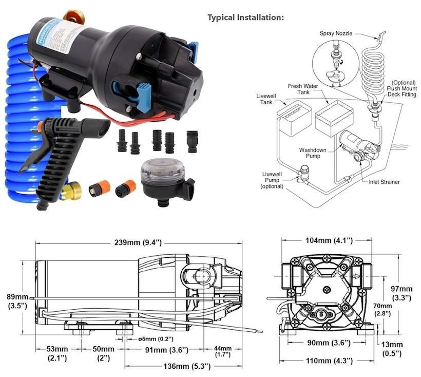 Jabsco hotshot hd4 washdown saltwater pump kit 12v 60PSI Water Pumps