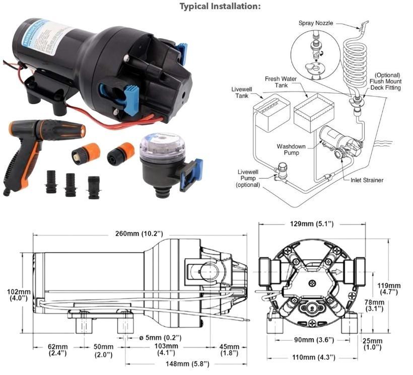 jabsco hotshot hd6 washdown saltwater pump kit 12v 70psi Water Pumps Now