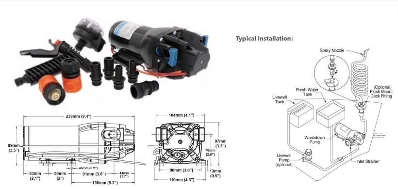 jabsco hotshot parmax hd4 12v deck wash pump kit - Water Pumps Now
