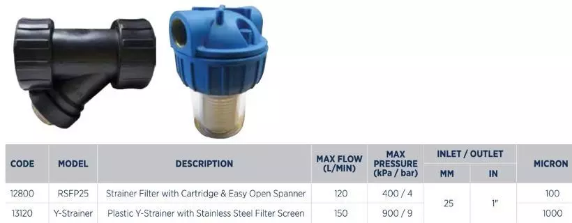 Reefe y strainer and pump pre filter - Water Pumps Now