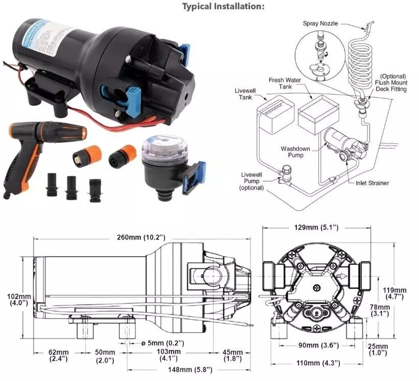 jabsco hotshot hd6 washdown saltwater pump kit 12v 70psi Water Pumps Now