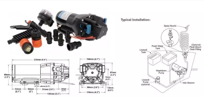 jabsco hotshot parmax hd4 12v deck wash pump kit - Water Pumps Now