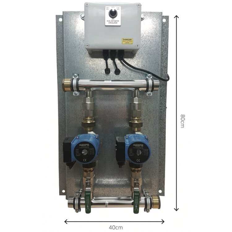 Dual hot water circulator pump sets